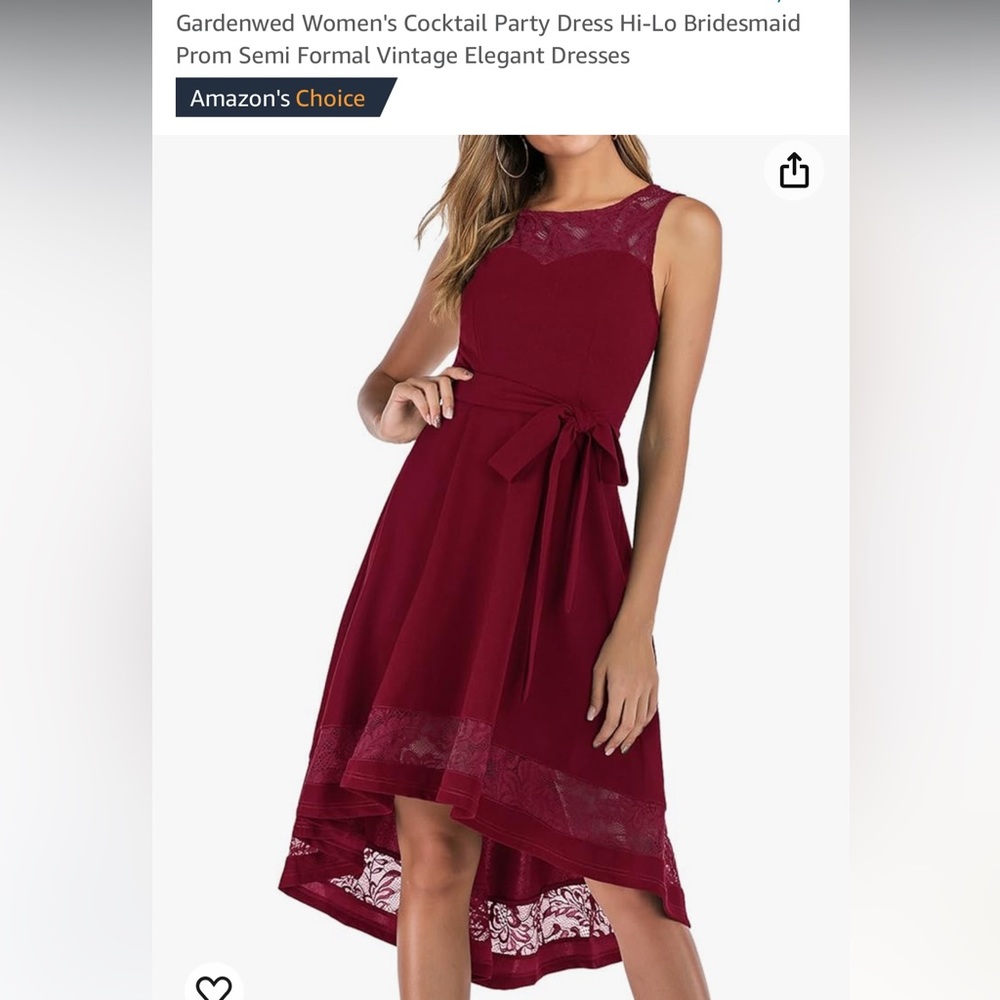 Gardenwed Hi-Lo Belted Dress - Wine Red - Large - NWT